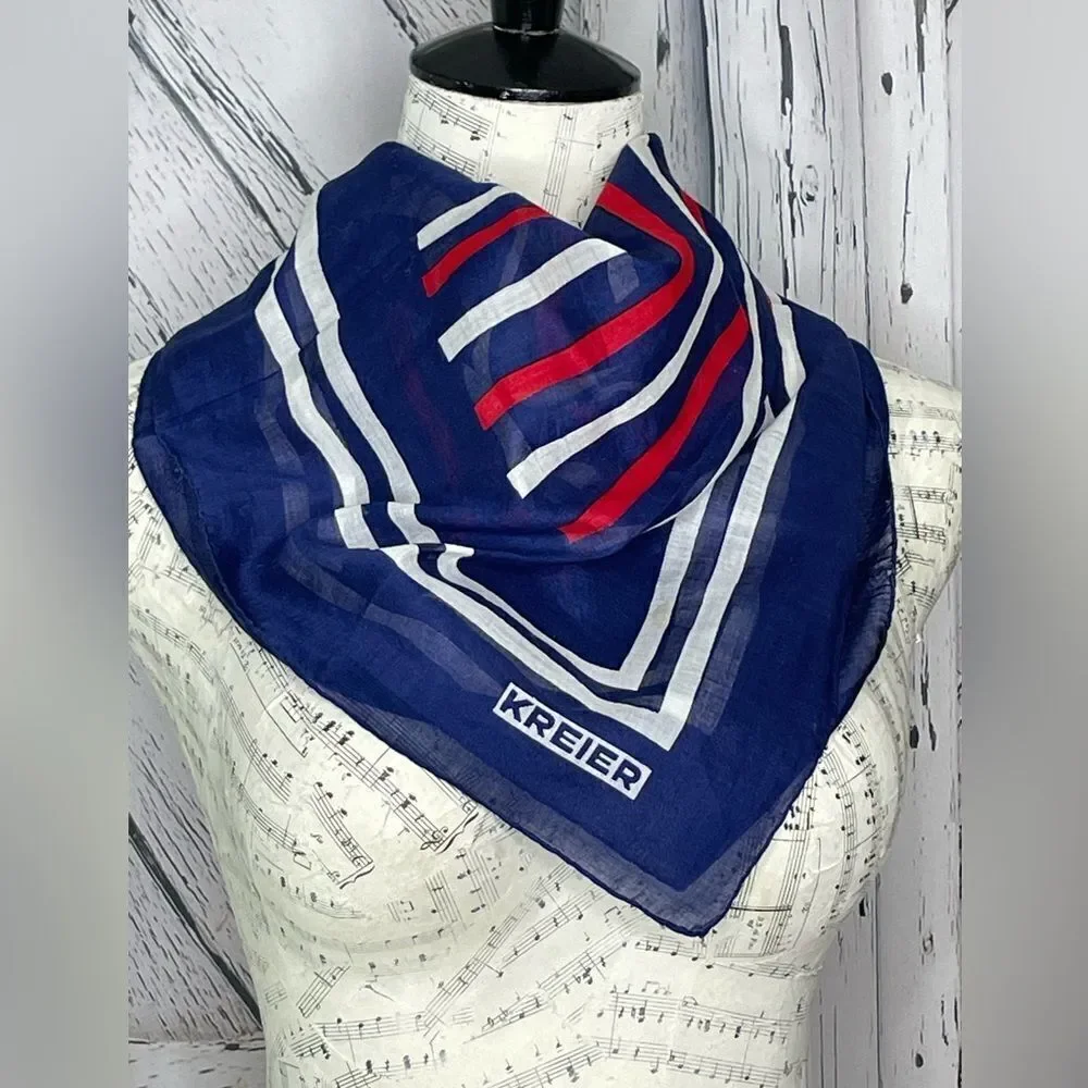 Vintage Kreier Scarf With Anchor Nautical Pattern